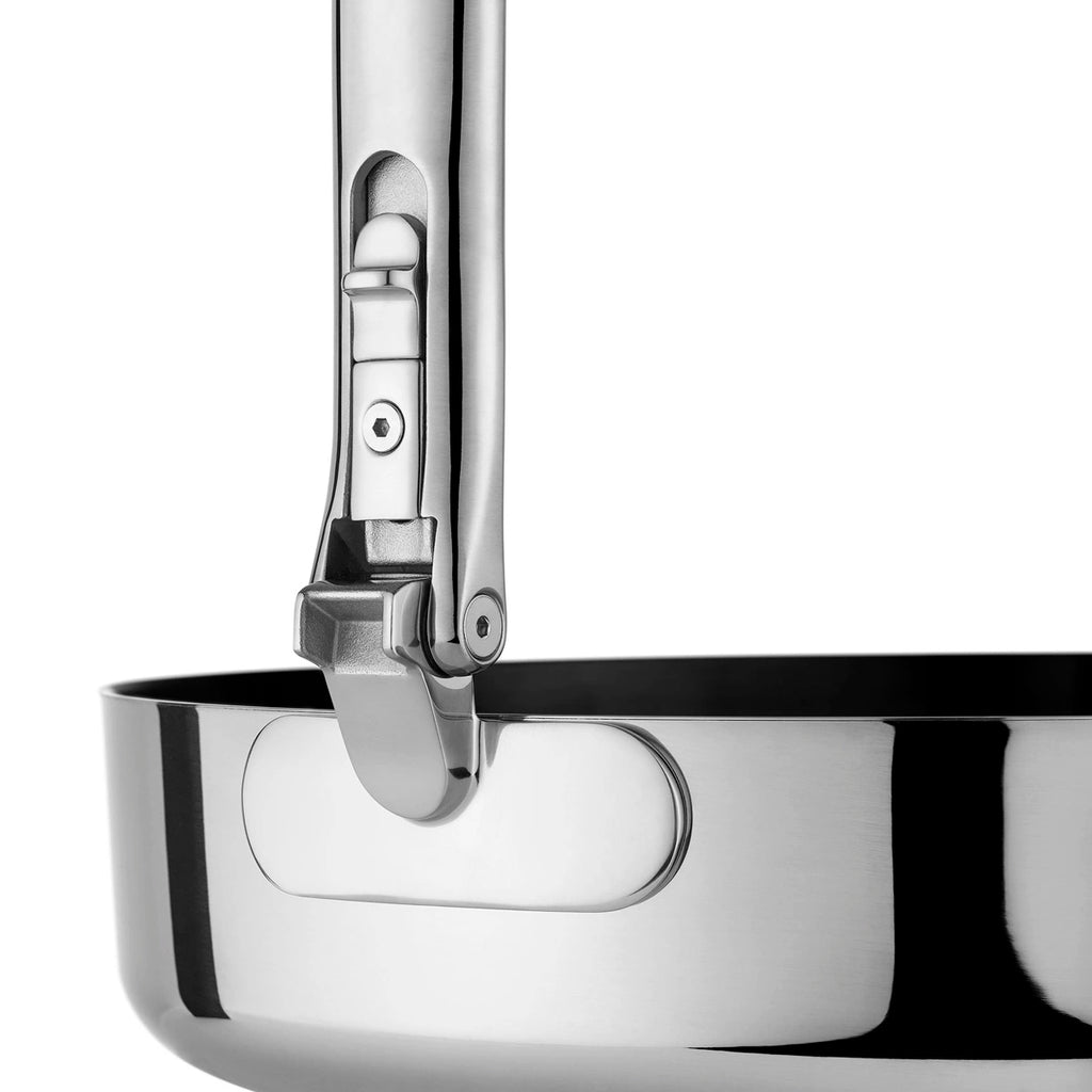 Sartén de acero inoxidable con mango plegable de 24 cm