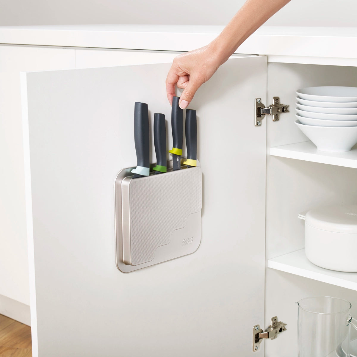Juego de 4 cuchillos con soporte para puerta
