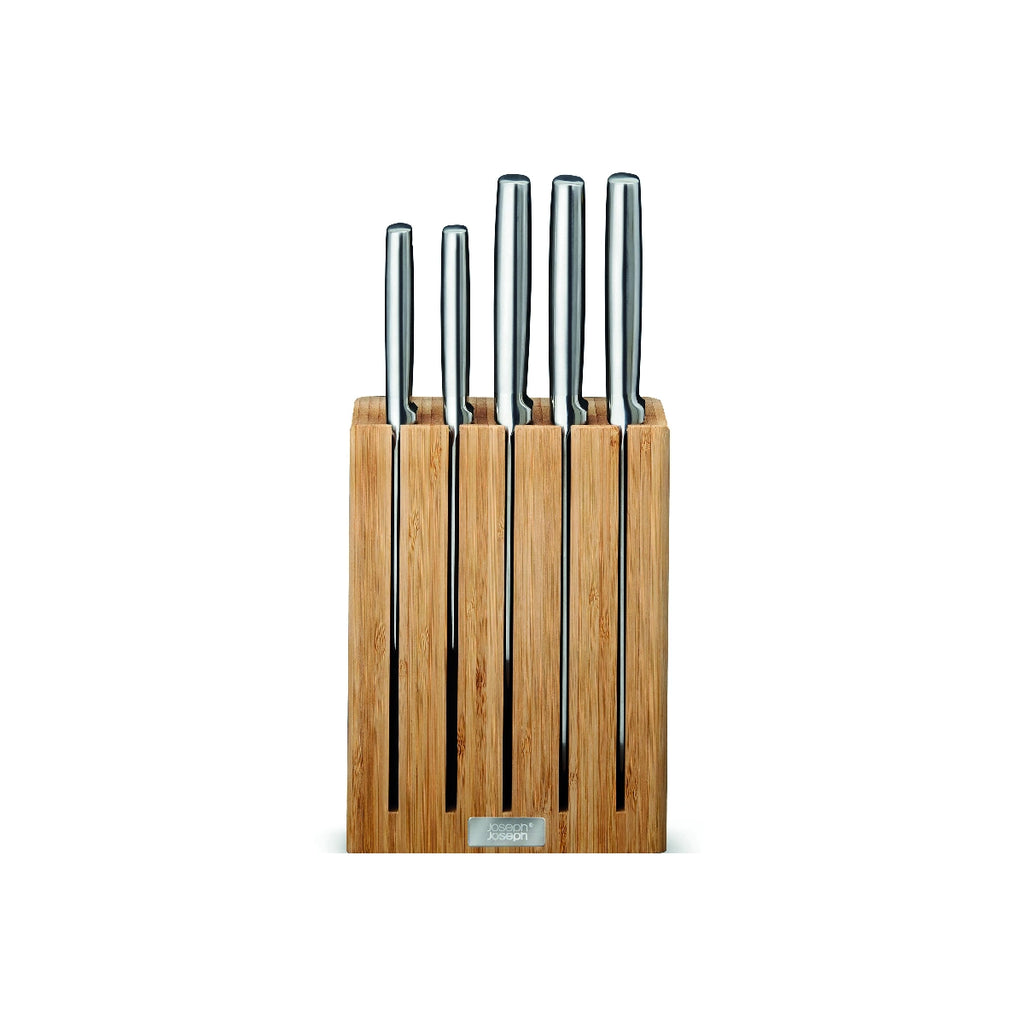 Juego de 5 cuchillos de acero con soporte de Bambú
