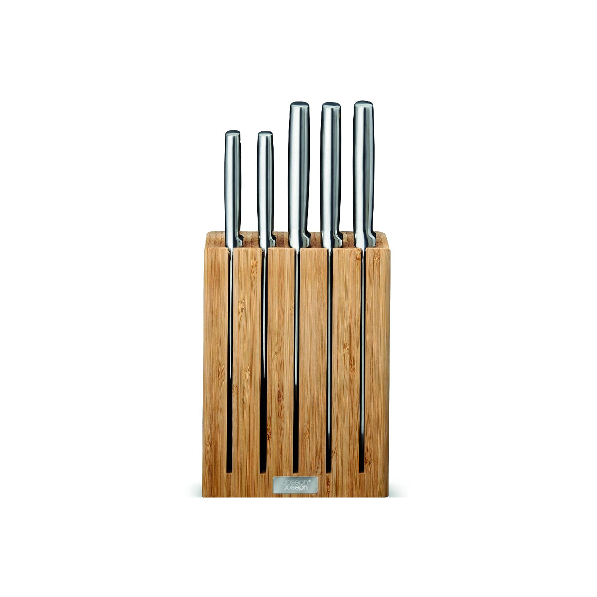 Juego de 5 cuchillos de acero con soporte de Bambú