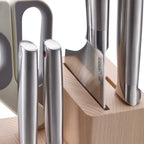 Set de cuchillos y tijeras con soporte de madera