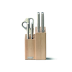 Set de cuchillos y tijeras con soporte de madera