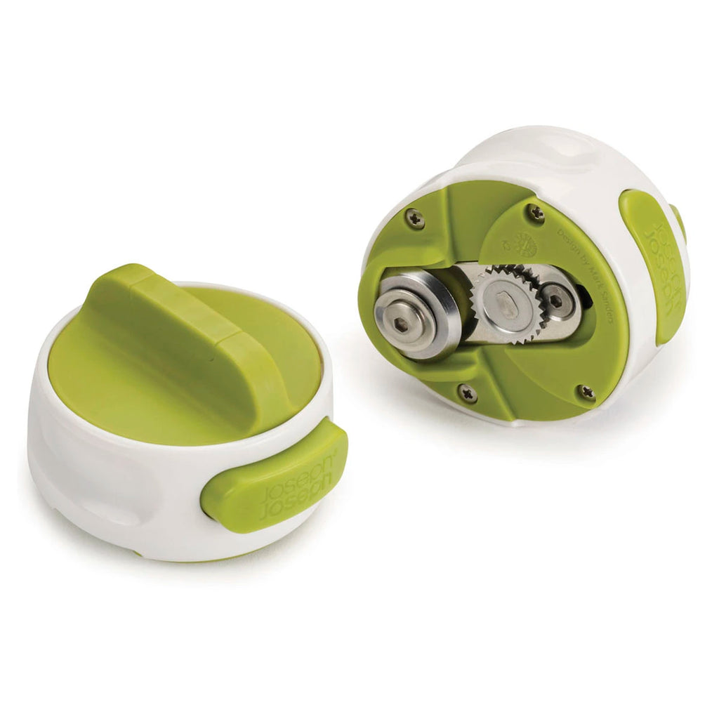 Abrelatas compacto verde y blanco