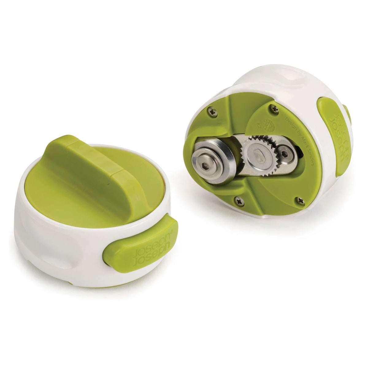 Abrelatas compacto verde y blanco