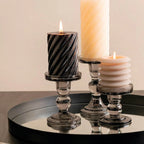 Candelabro de vidrio gris humo 11,5CM