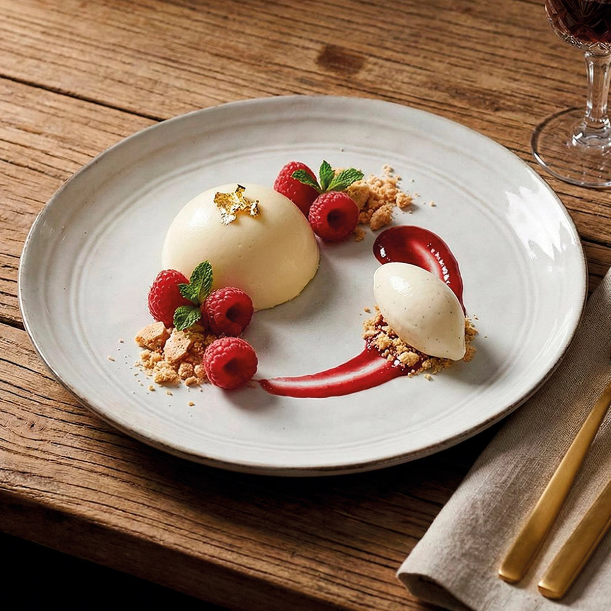 Plato de postre blanco tiza