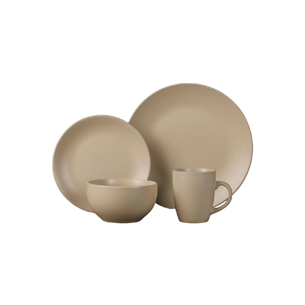 Juego de vajilla 16 piezas beige mate