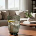 Vaso largo de vidrio 420 ml gris muselina