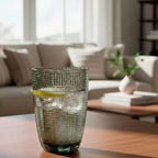 Vaso largo de vidrio 420 ml gris muselina
