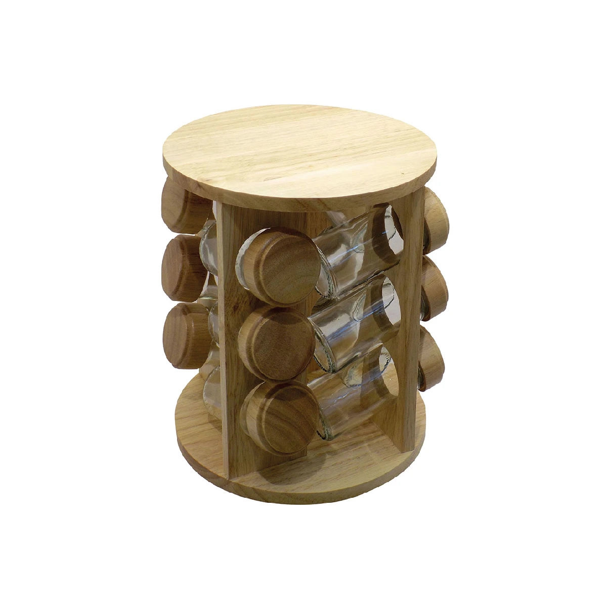 Set de 12 especieros con soporte giratorio de madera
