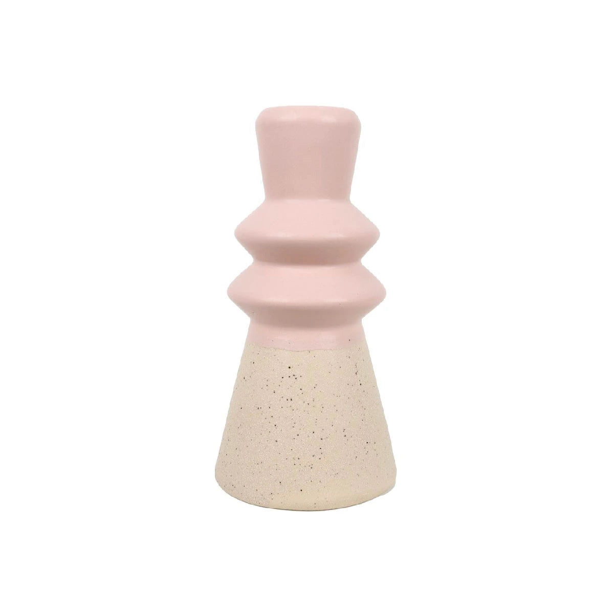 Portavelas cerámica rosa 7 x 14 cm