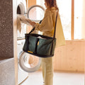 Cesta de lavandería plegable color verde 45L