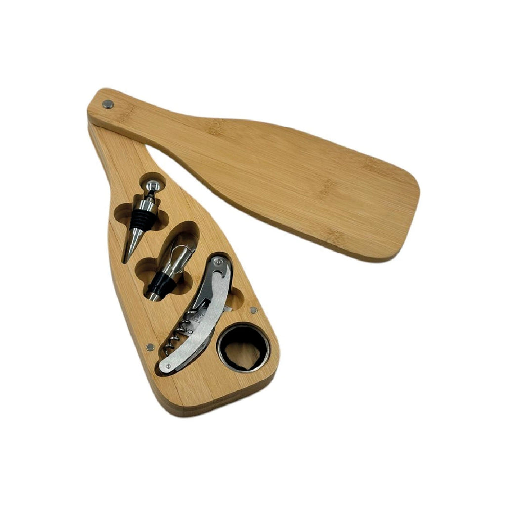 Set accesorios para vino caja de bamboo
