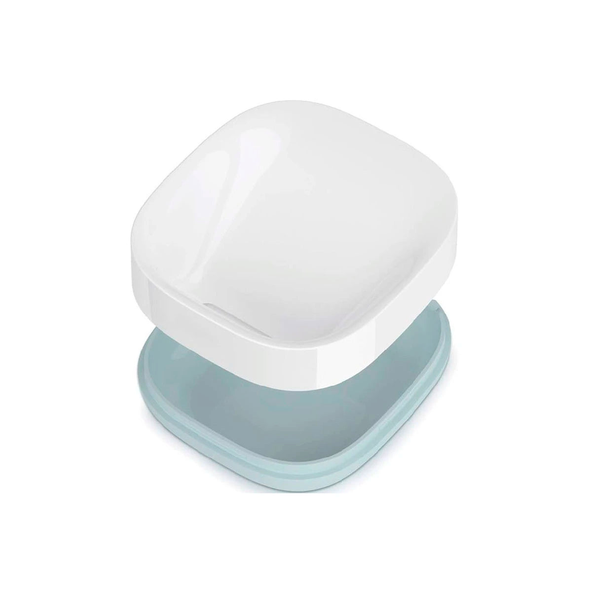 Jabonera compacta blanca y celeste