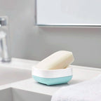 Jabonera compacta blanca y celeste