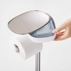 Soporte para papel higiénico con escobilla en acero inoxidable