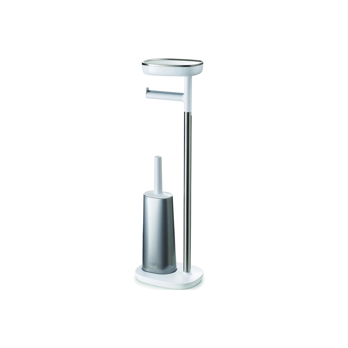 Soporte para papel higiénico con escobilla en acero inoxidable