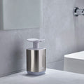 Dispensador de jabón blanco en acero inoxidable
