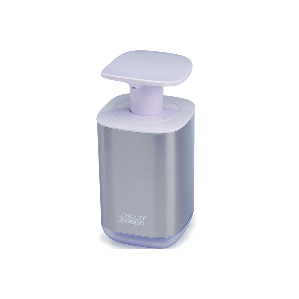 Dispensador de jabón blanco en acero inoxidable