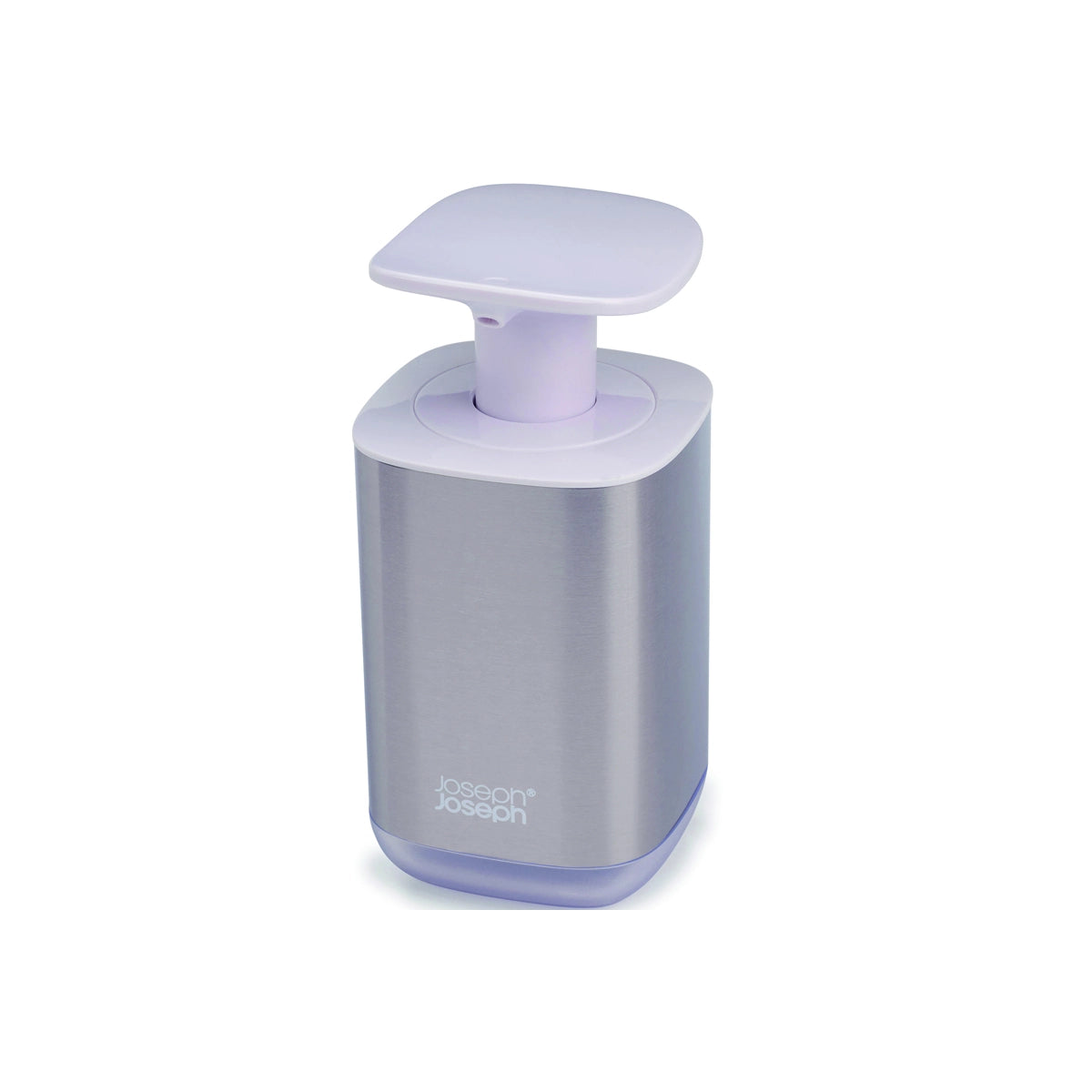 Dispensador de jabón blanco en acero inoxidable