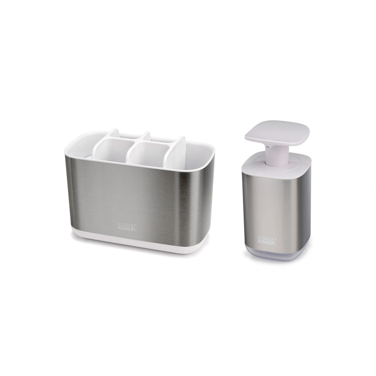 Pack de porta cepillos de dientes y dispensador de jabón en acero inoxidable