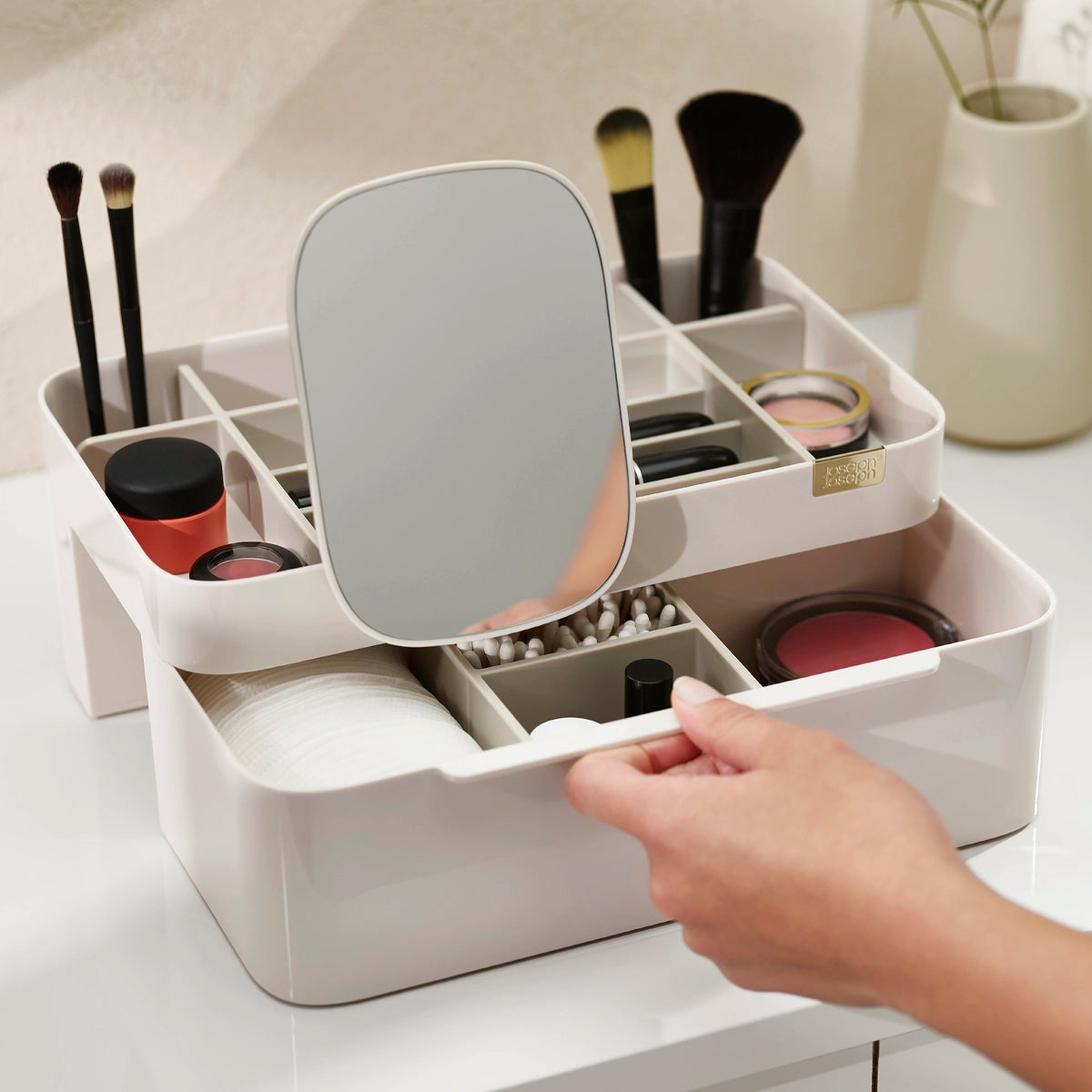 Organizador de cosméticos grande con espejo