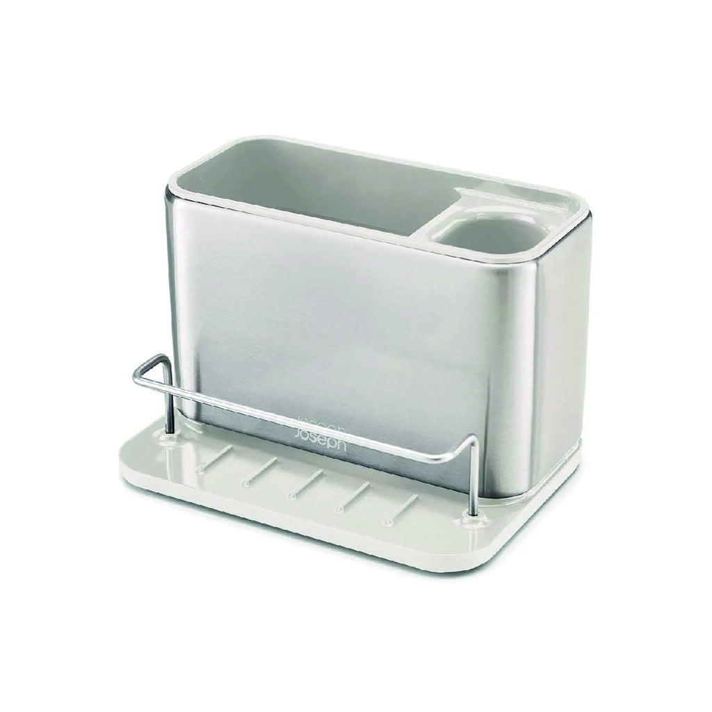 Organizador de fregadero plateado en acero inoxidable