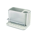Organizador de fregadero plateado en acero inoxidable