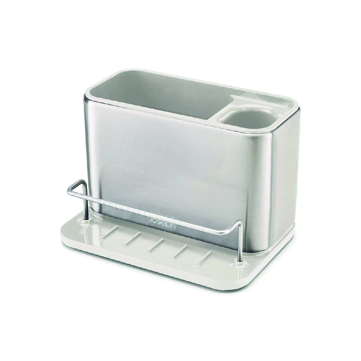 Organizador de fregadero plateado en acero inoxidable