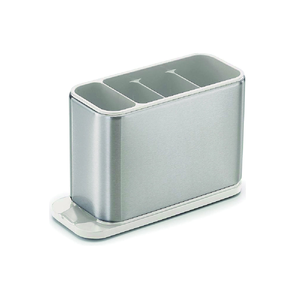 Escurridor de cubiertos blanco y acero inoxidable