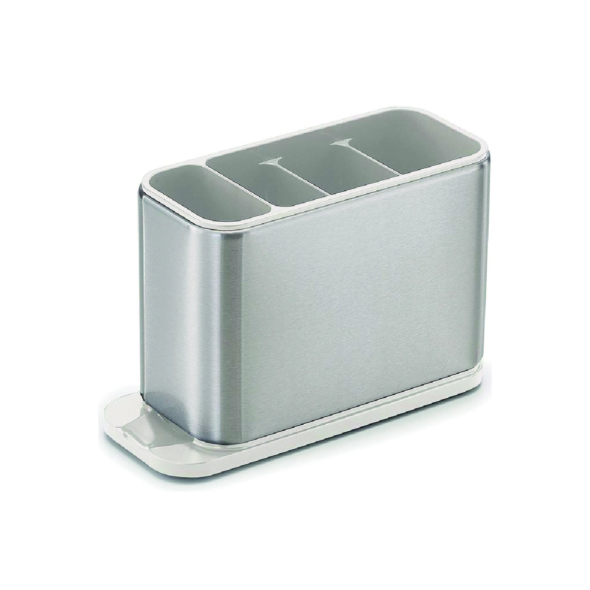 Escurridor de cubiertos blanco y acero inoxidable