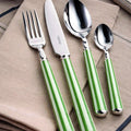Set de 24 cubiertos mango a rayas verde y blanco