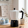 Cafetera Italiana 240ml Aluminio y Blanco