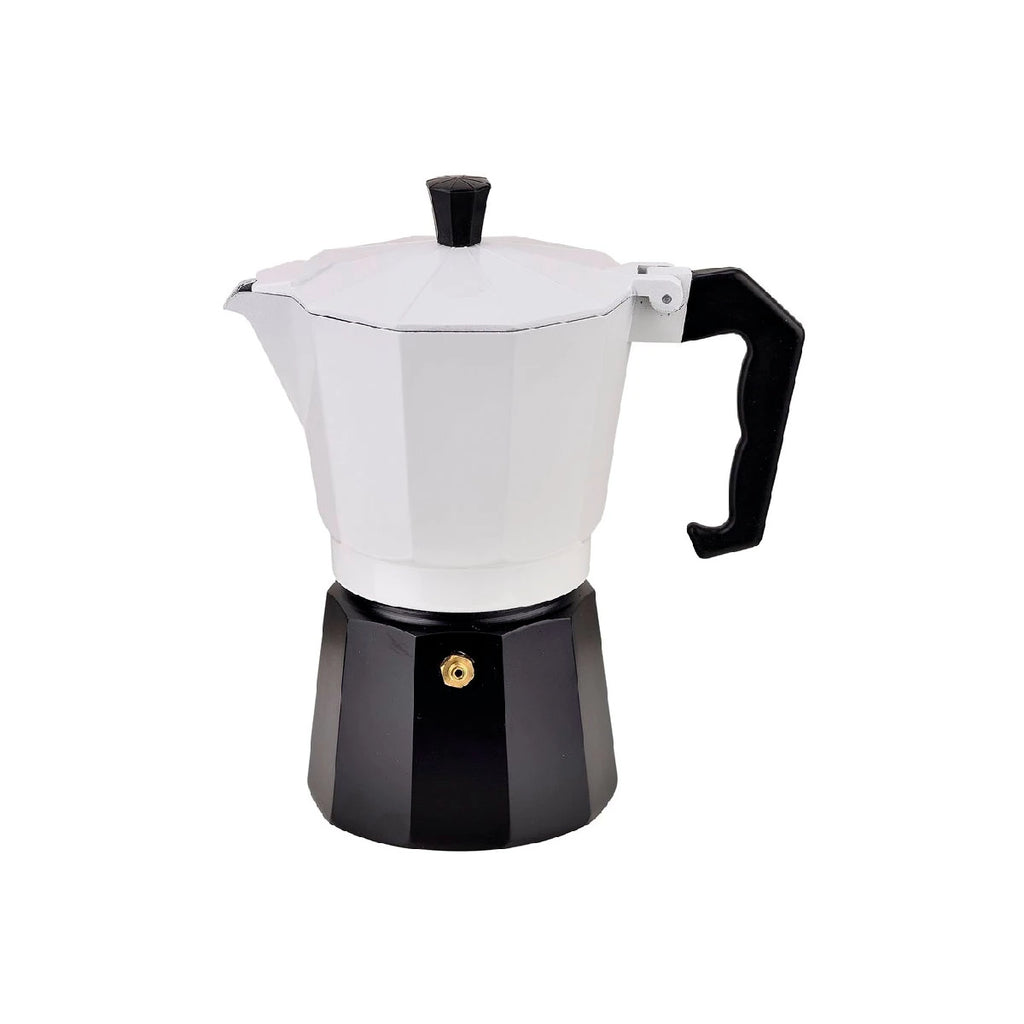 Cafetera Italiana 240ml Aluminio y Blanco