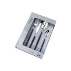 Set de 24 cubiertos de acero inox con mango negro