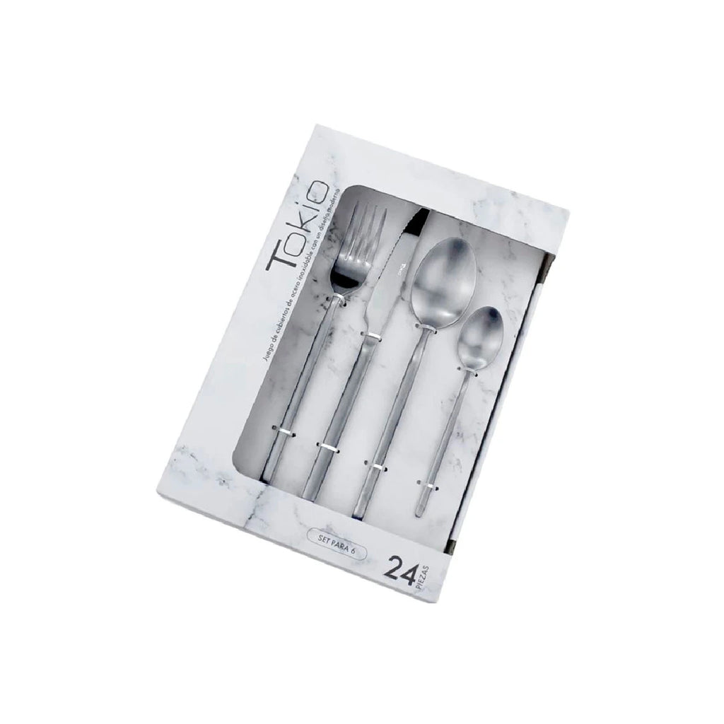 Set de 24 cubiertos de acero inoxidable mate