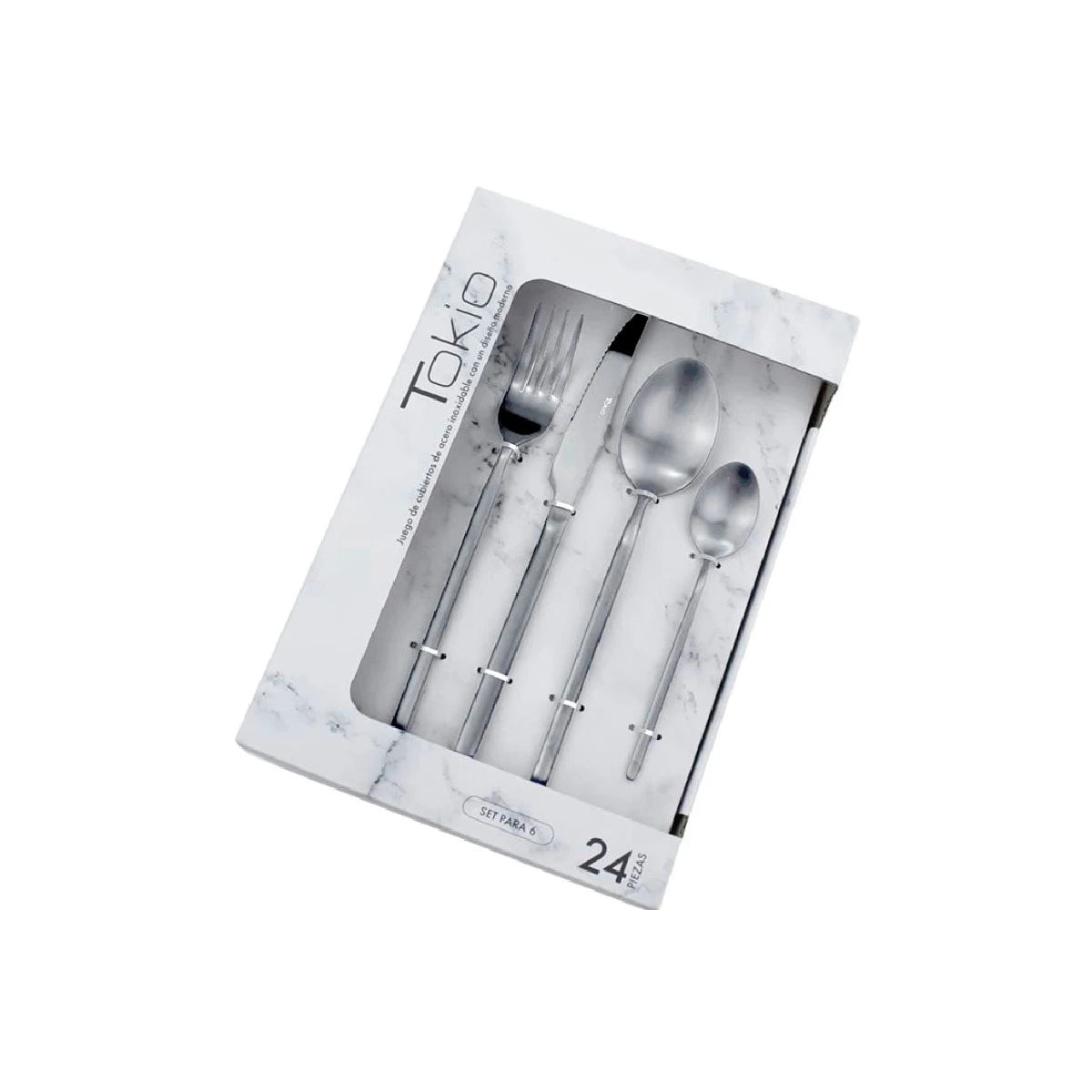 Set de 24 cubiertos de acero inoxidable mate